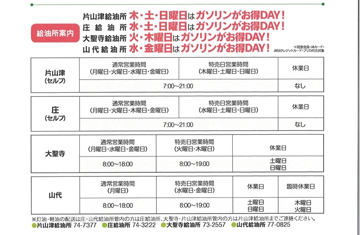 給油所休日営業日